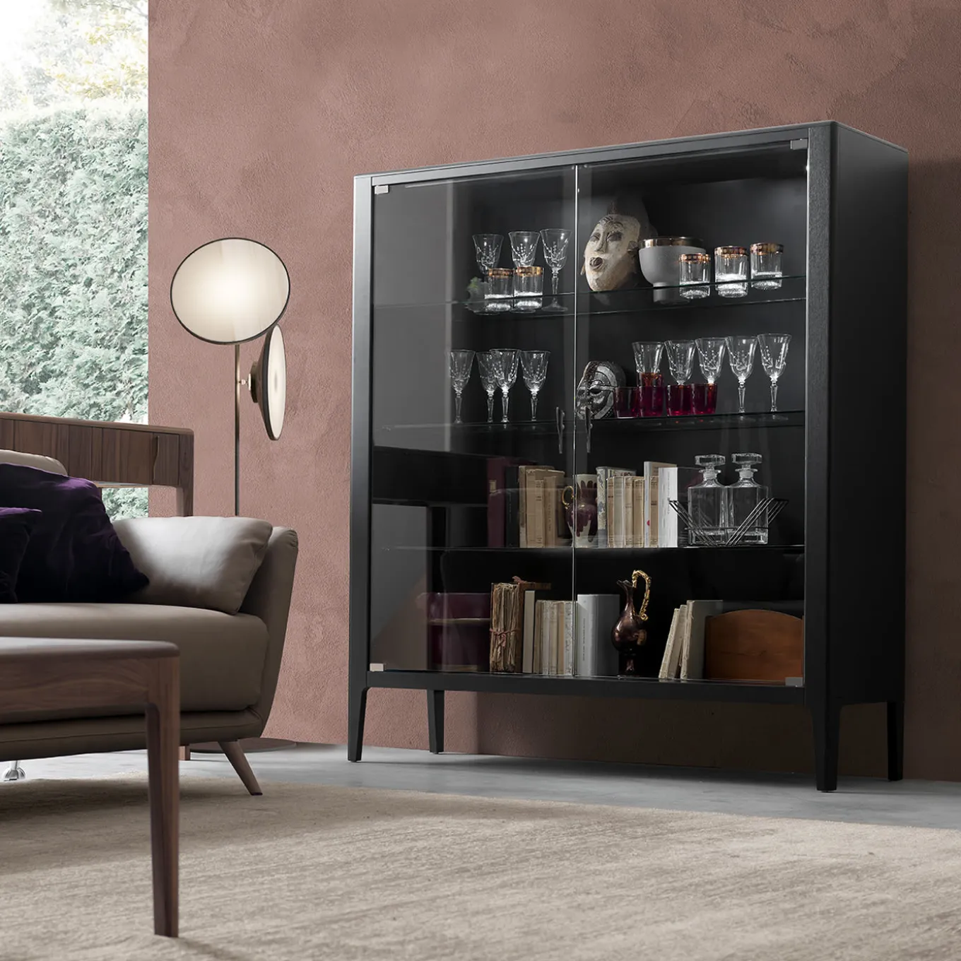 Cabinet Domino a 2 ante in noce antracite