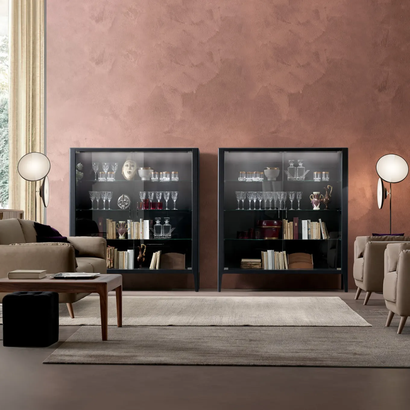 Cabinet Domino a 2 ante in noce antracite