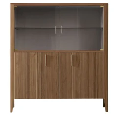 Cabinet Domino a 4 ante in vetro e noce canaletto