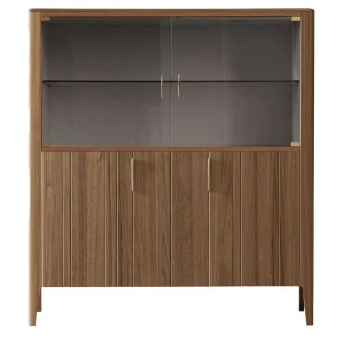 Cabinet Domino a 4 ante in vetro e noce canaletto