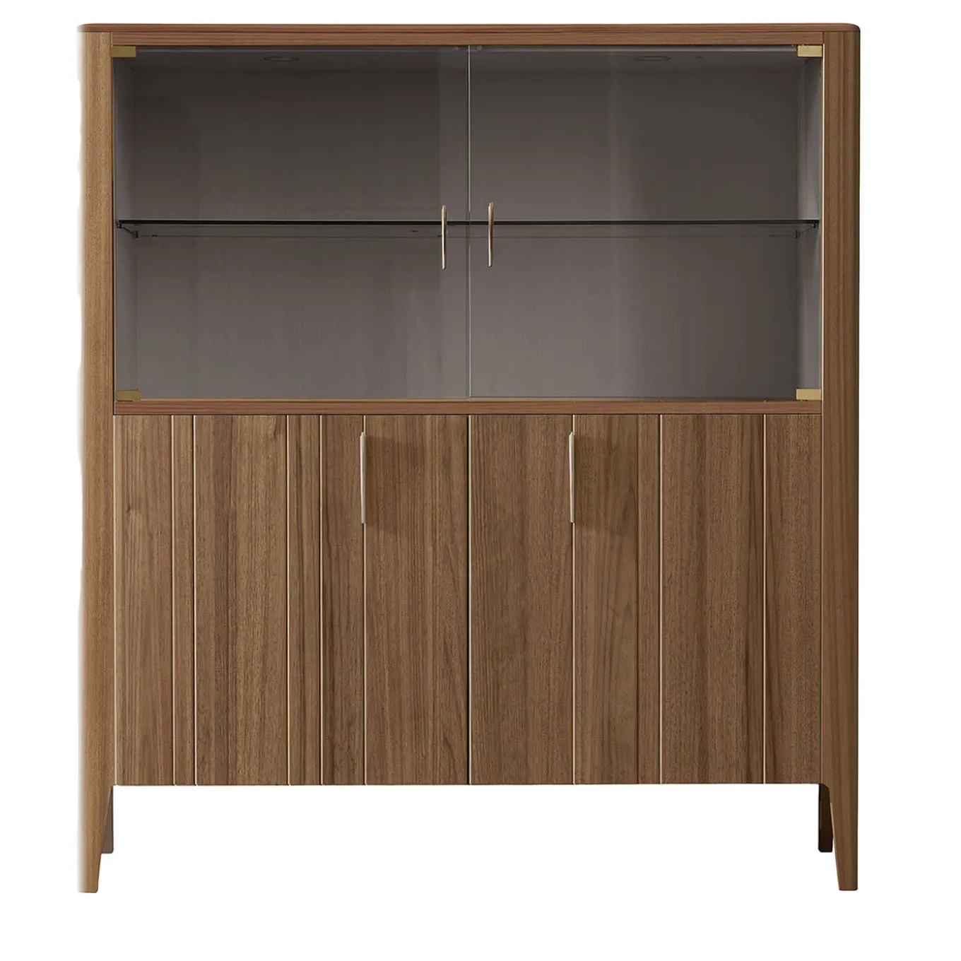 Cabinet Domino a 4 ante in vetro e noce canaletto