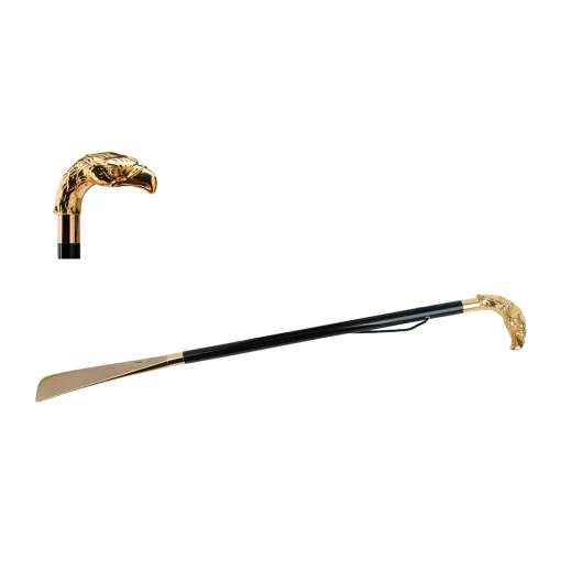 Calzascarpe in Marmo Dorato Aquila con Anelli in Ottone