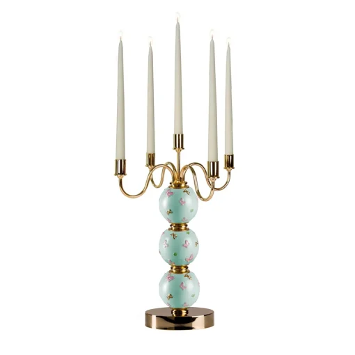CANDELABRO A FARFALLA 5 BRACCI - AZZURRO