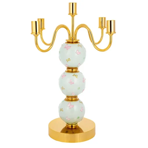 CANDELABRO A FARFALLA 5 BRACCI - AZZURRO