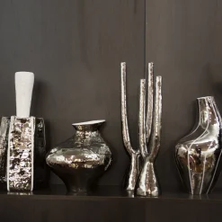 Candelabro in ceramica platino