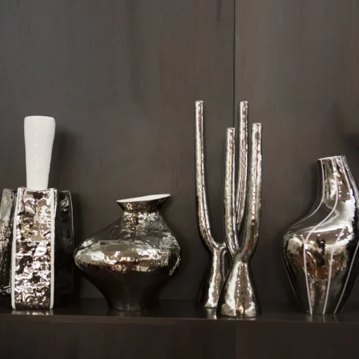 Candelabro in ceramica platino
