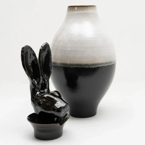 Canopo Lepre Vaso XL bianco e nero