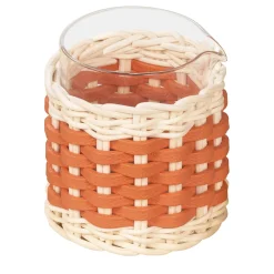 Caraffa per il latte in pelle e rattan Deauville