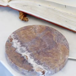 Caricatore Piccolo Wireless con Base in Marmo Emperador Marrone