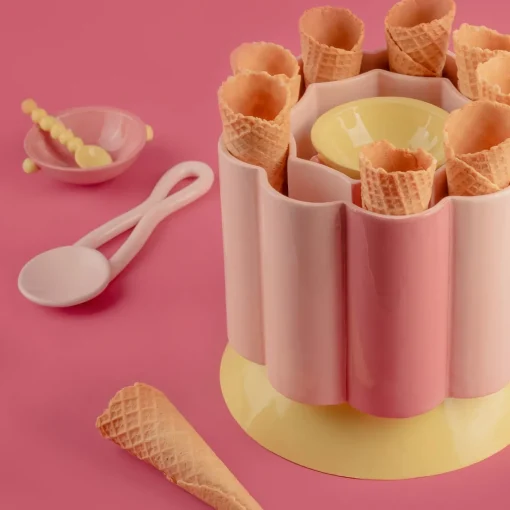 Carosello Coppa grande in ceramica multicolore per gelato