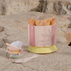 Carosello Set di 6 Coppette e Cucchiaini in Ceramica Multicolore