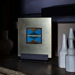 Carré Cloisonné su ottone satinato Pezzo d'arte decorativo #4