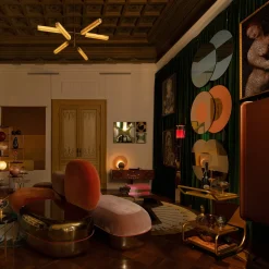 Carrello da bar con ruote in foglia d'oro Zenzero di Sameer Alameen