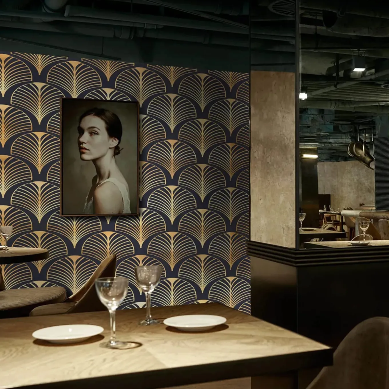 Carta da parati Art Déco in stile vintage