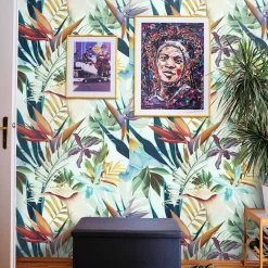 Carta da parati Bali con stampa tropicale