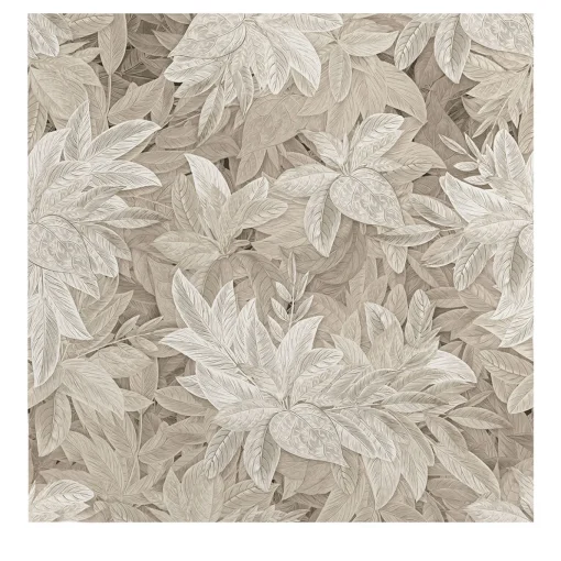 Carta da Parati Botanica con Foliage in Toni Neutri