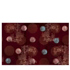 Carta da parati Chinese plates rossi e dorati con motivo a pavoni