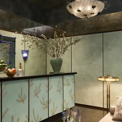 Carta da Parati con Pennellate Verdi Scure ad Aquarello