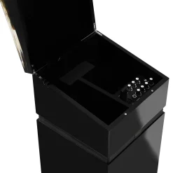 Cassa acustica Lyra in legno laccato nero lucido e corno