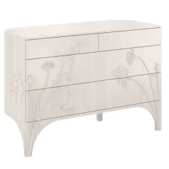 Cassettiera Linpha in Legno di Acero Bianco con 4 Cassetti
