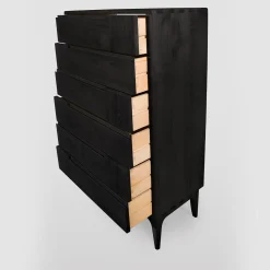 Cassettone scandinavo nero a sei cassetti Dovetail