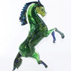 Cavallo in avventurina Scultura in vetro di Murano verde