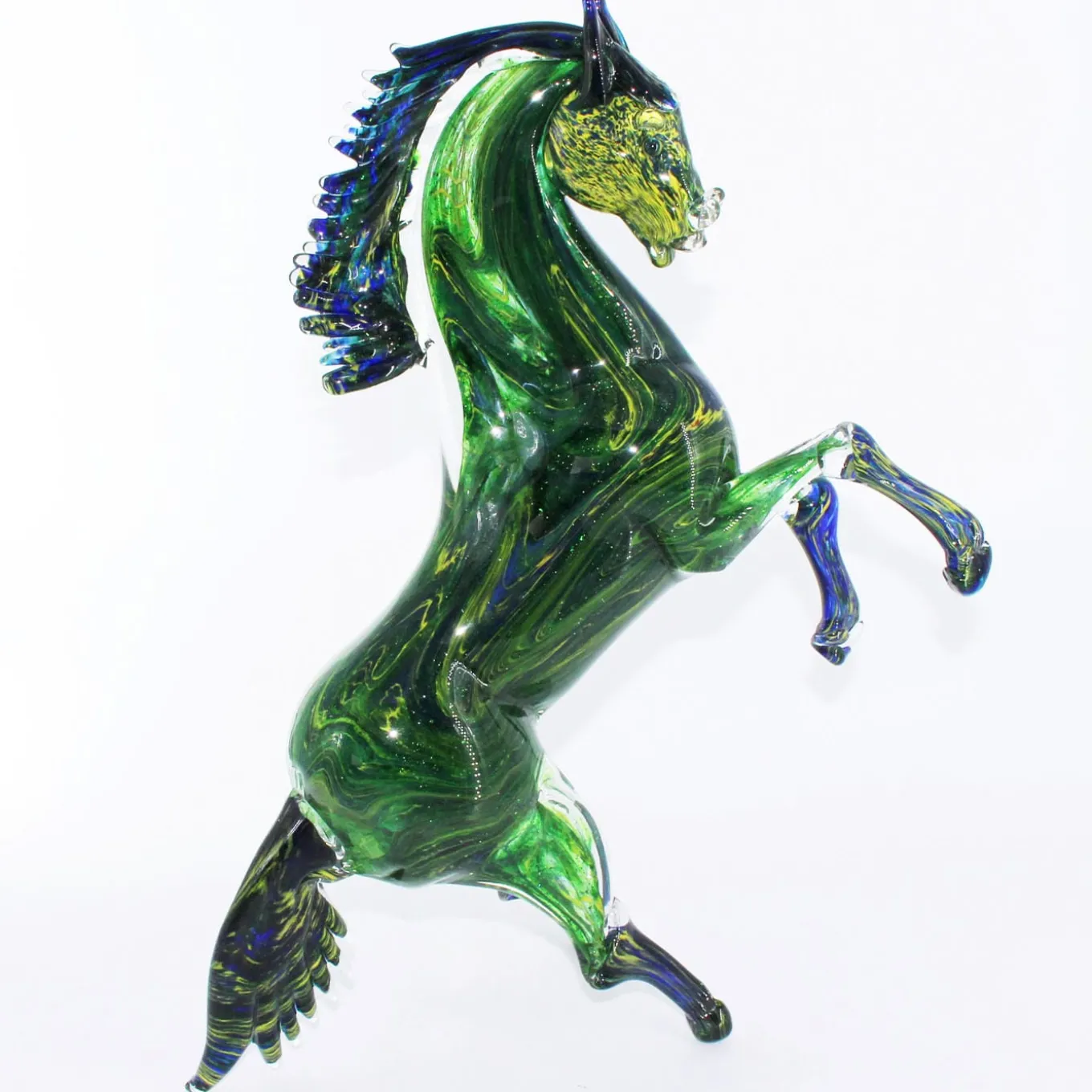 Cavallo in avventurina Scultura in vetro di Murano verde
