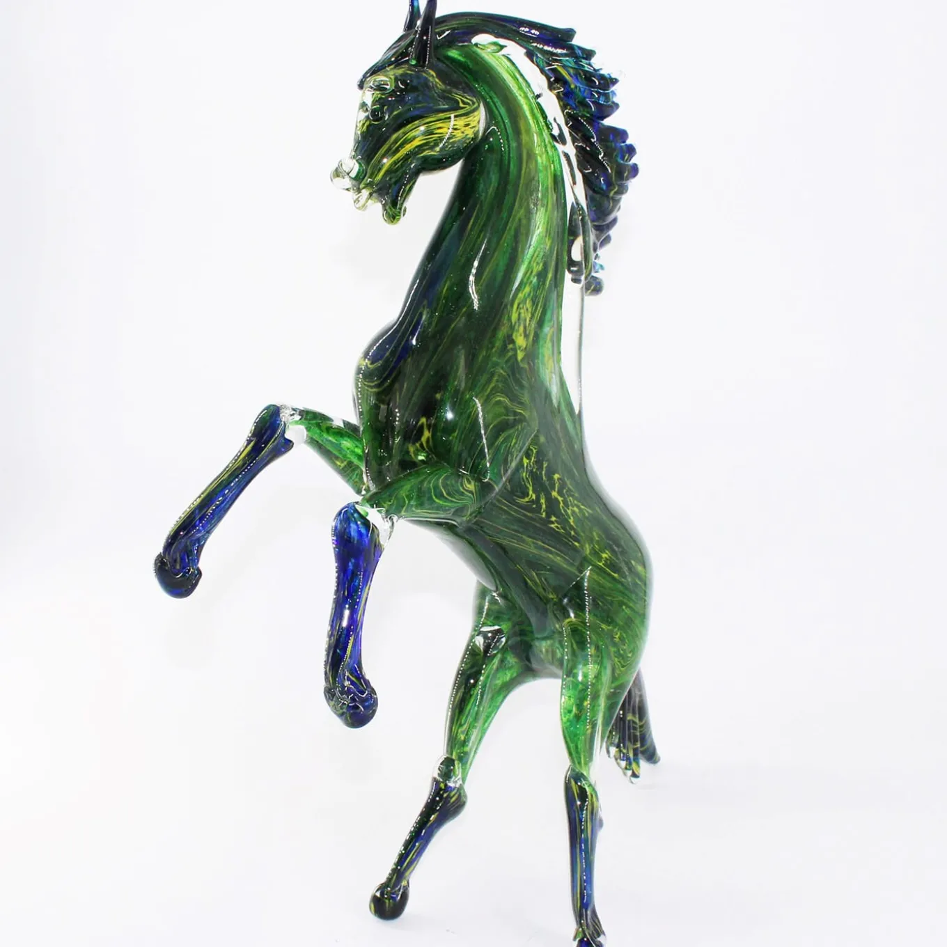 Cavallo in avventurina Scultura in vetro di Murano verde
