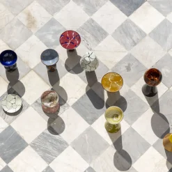 Centrotavola Alchimie in vetro di Murano con lapis blu