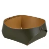 Cestino da portata in pelle Flora Olive e Mustard