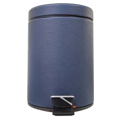 Cestino in pelle con coperchio in blu