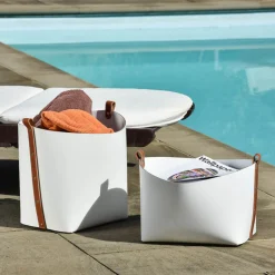 Cestino in pelle grande Ovo