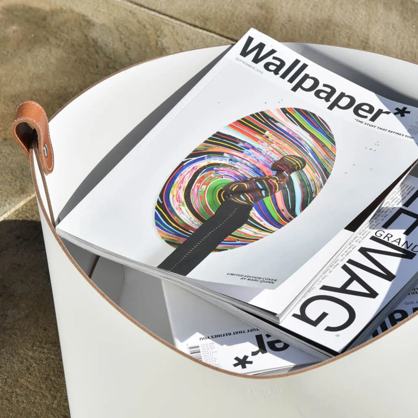 Cestino in pelle grande Ovo