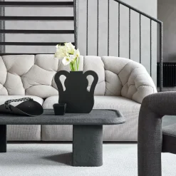 Cestino per asciugamani in pelle nera e grigia Riviera