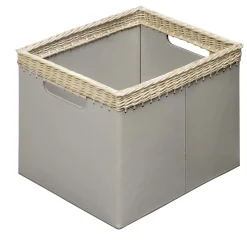 Cestino quadrato piccolo Como in pelle avorio