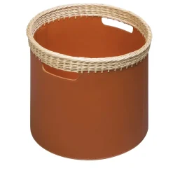 Cestino rotondo piccolo Como in pelle cognac