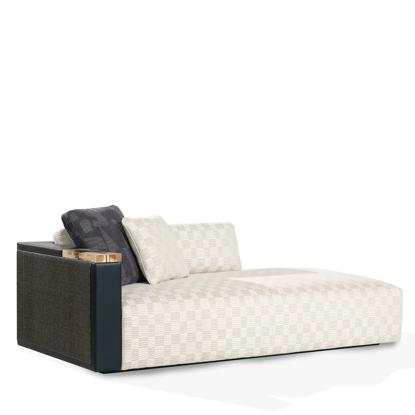 Chaise longue Egon in tessuto Discipline e pelle Aida