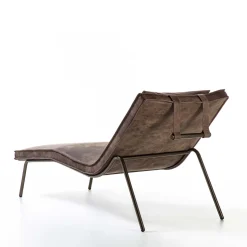 Chaise longue in pelle marrone vintage