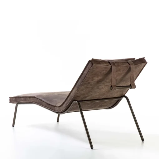 Chaise longue in pelle marrone vintage