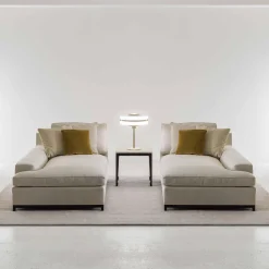 Chaise longue in tessuto grigio Hugo