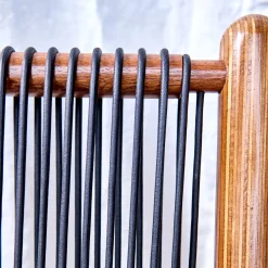 Chaise Okoume Legno e pelle nera Chaise Longue