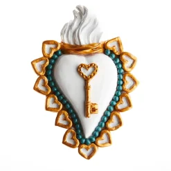 CHIAVE IN ORO CUORE IN CERAMICA