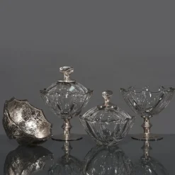 Ciotola Capriccio in platino e cristallo con coperchio