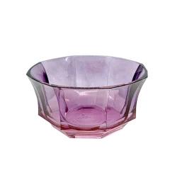 Ciotola da dessert in cristallo sfaccettato rosa-viola