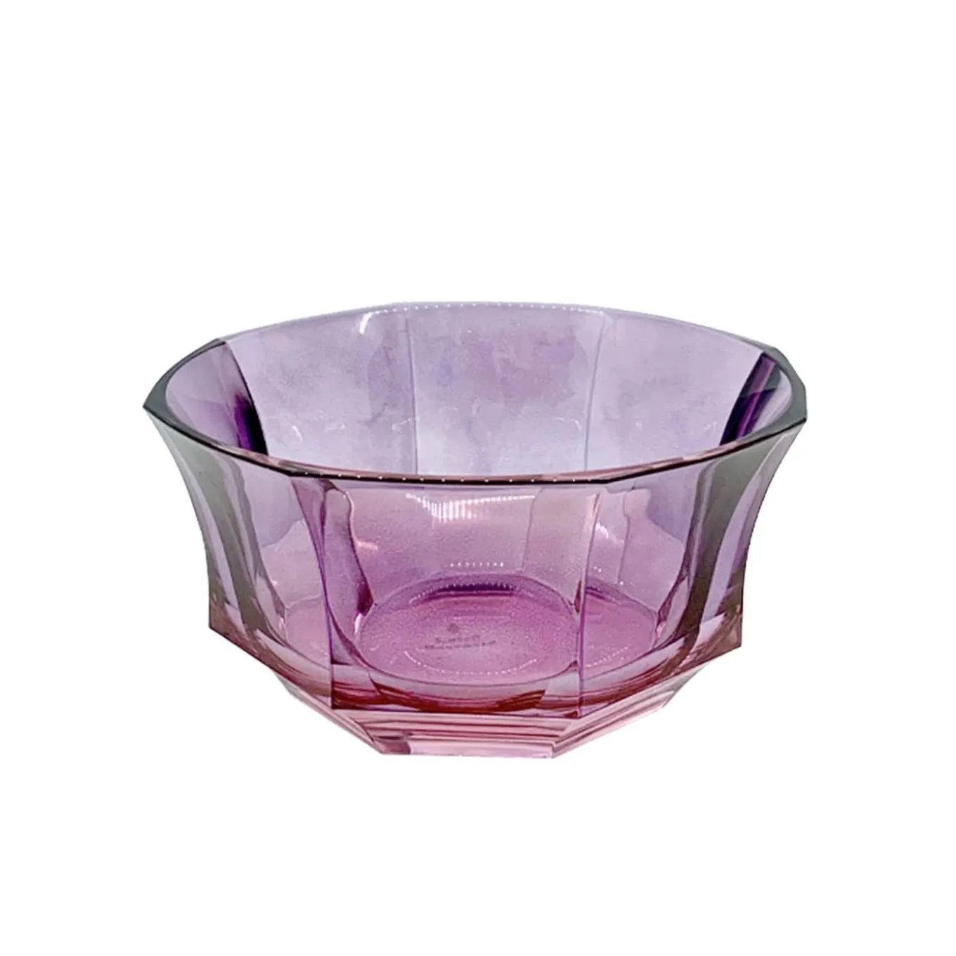 Ciotola da dessert in cristallo sfaccettato rosa-viola