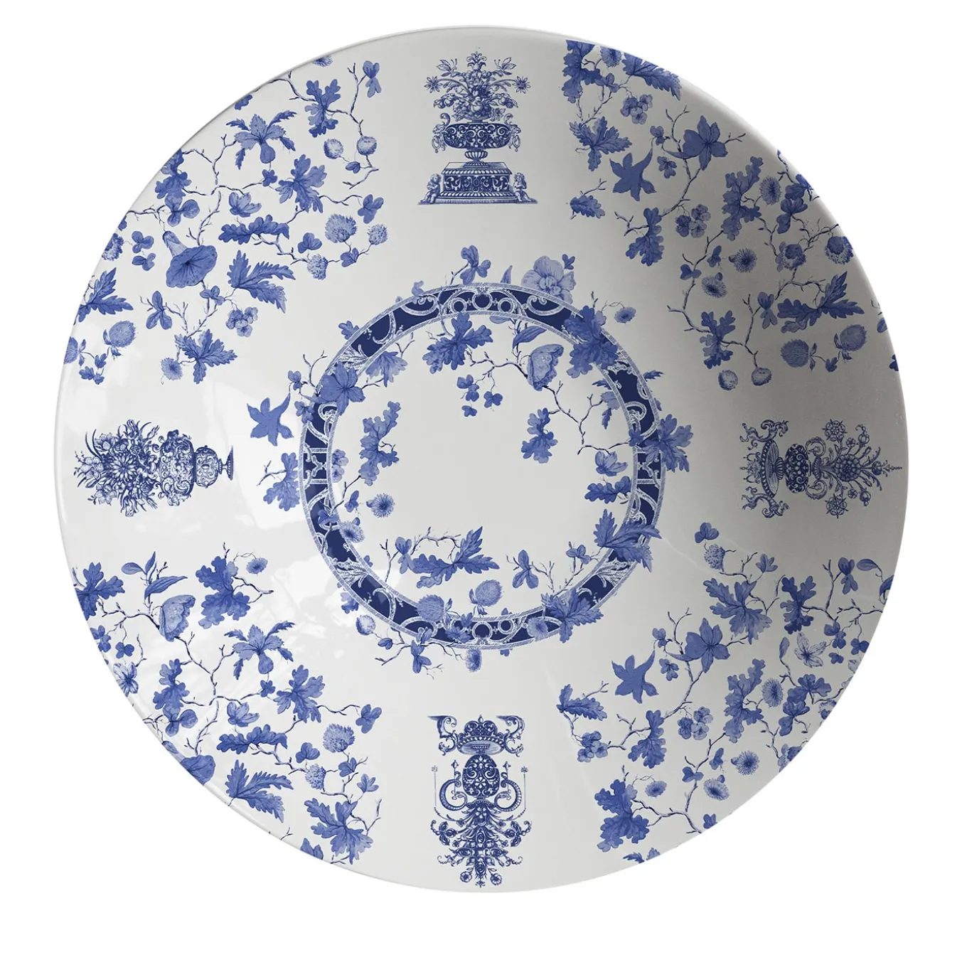 Ciotola grande in porcellana Garden Of Eden con decorazione blu