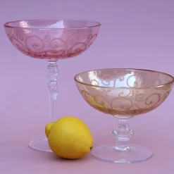 Ciotola in vetro giallo con piede Ritmica