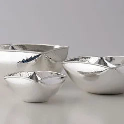 Ciotola Squadrata Rotonda Materia Viva martellata placcata argento