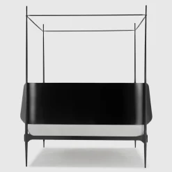 Clamp Letto Matrimoniale con Baldacchino in Ferro Nero di Francesco Forcellini