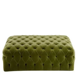 Collezione Malvina - Pouf rettangolare verde Capitonnè